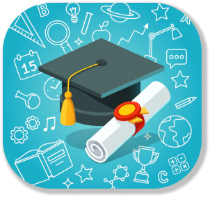 A graduation cap and scroll